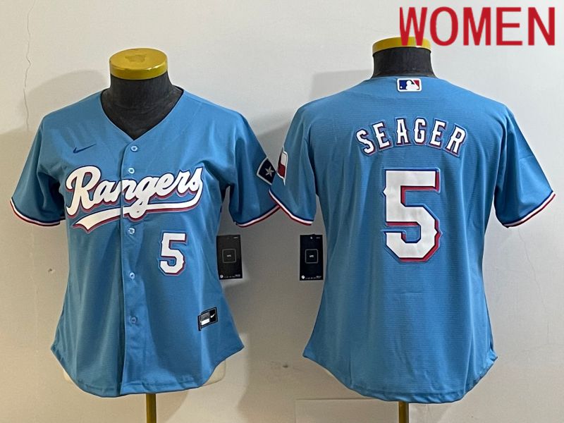 Women Texas Rangers #5 Seager Light Blue Game Nike 2023 MLB Jersey style 2->arizona diamondback->MLB Jersey
